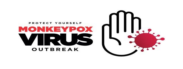 Monkeypox Virus Outbreak - Image of Hand up with virus image.