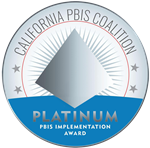 PBIS Platinum Implementation Award Logo a 3 dimension looking pyramid in platinum color
