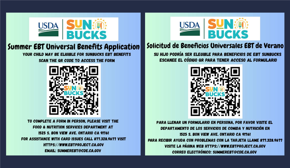 Sunbucks: contact OMSD Nutrition Services for more info on how to get money for food