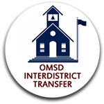 OMSD Inter-district Transfer Information showing a retro school house with flagpole